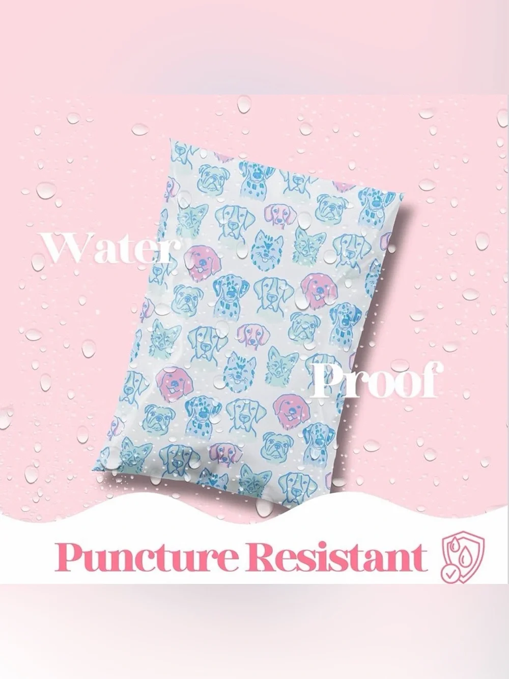 14.5x19 Waterproof Puncture Resistant Dog Pet Patterned Polymailer Bags (10/20)